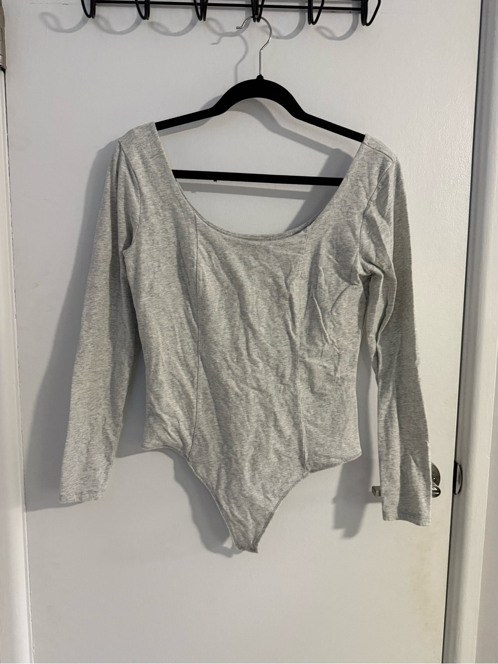 Abercrombie & Fitch Women's Long Sleeve Scoop Neck Bodysuit - Light Gray